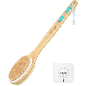 Dual-Sided Long Handle Shower Brush – Exfoliating & Soft Bristles for Bath & Dry